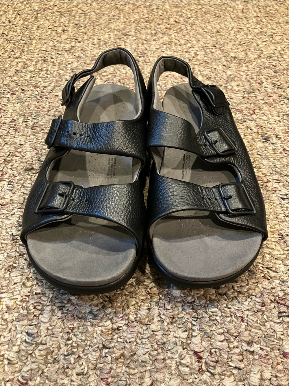 SAS Duo Sandal Black Leather Double Strap Adjustable Tripad Comfort Women's 8W - Picture 2 of 13